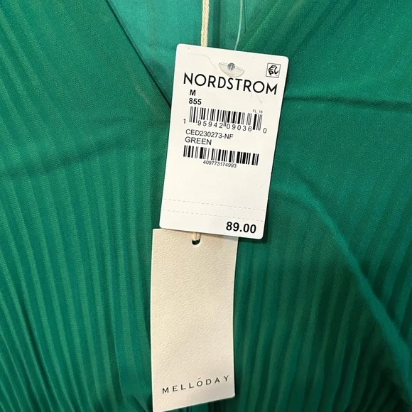 NWT MELLODAY Pleated Green Dress - Picture 3 of 4